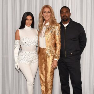 Kim Kardashian, Céline Dion, Kanye West (Photo: Cashman)