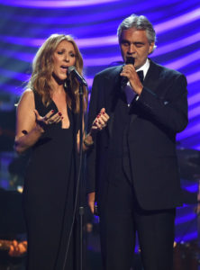 Céline Dion,    Andrea Bocelli (June 12, 2015 - Source: Ethan Miller/Getty Images North America)