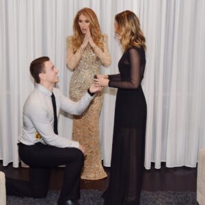Austin McMillan, Céline Dion, Nick Janevski (Photo: Cashman)