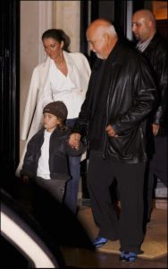 Céline Dion, her husband Rene Angelil and her son Rene Charles Angelil leaving the Hotel George V. (© LEBON/GAMMA)