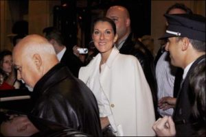 Céline Dion, her husband Rene Angelil leaving the Hotel George V. (© LEBON/GAMMA)