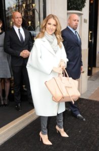 Céline Dion leaving the George V hotel to go to the taping of the television special "Vivement Dimanche" (© PacificCoastNews.com)